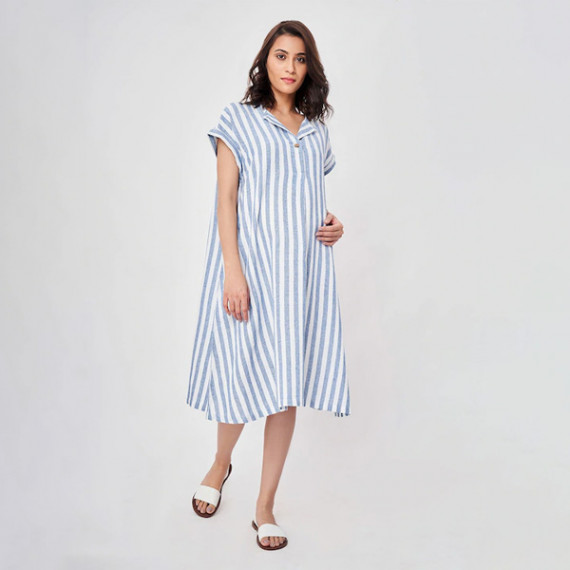 https://www.facemarshal.com/products/blue-striped-maternity-shirt-midi-dress