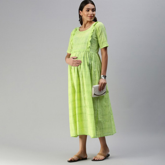 https://www.facemarshal.com/products/lime-green-woven-design-handloom-maternity-a-line-midi-dress