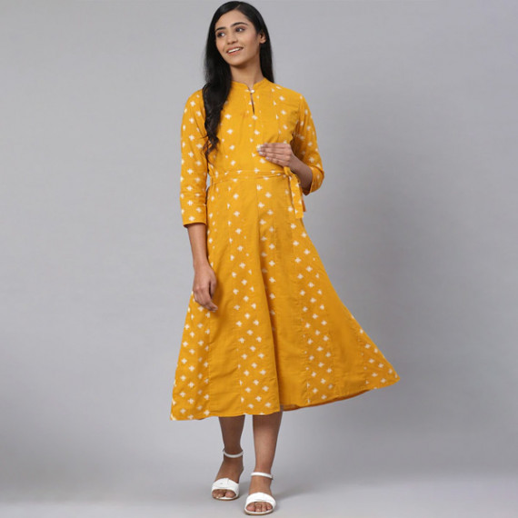 https://www.facemarshal.com/products/women-mustard-yellow-off-white-printed-pure-cotton-maternity-a-line-dress